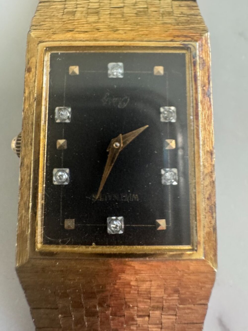 Vintage Wittnauer Gold Plated Black Dial Watch | Retro 80s Luxury Style - Picture 2 of 5